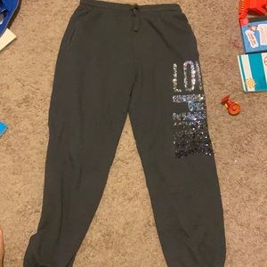 Pink Victoria secret campus bling rare sweats pants
